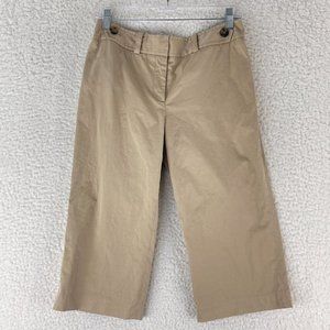 Ann Taylor Petites Brown Cropped Wide‎ Leg Pants Womens Khaki Casual Size 6P